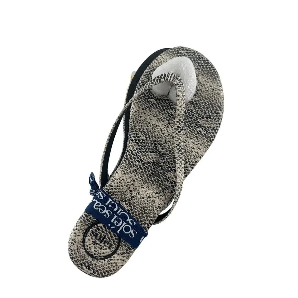 Solei Sea Women's Python Gray Flip Flop Sandals Size 7